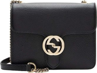 Gucci Grained Calfskin Interlocking G Small Shoulder Bag (Authentic Pre-Loved)