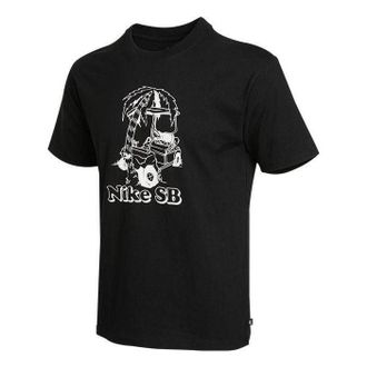 Nike SB Skateboard Sports Printing Loose Knit Short Sleeve Black DD1309-010