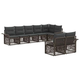 vidaXL Conjunto De Sof&aacute;s De Jard&iacute;n 8 Pcs Gris Rat&aacute;n Sint&eacute;tico Vidaxl