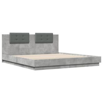 Berkfield Home Durable Bed Frame with LED without Mattress Concrete Grey 200x200 cm