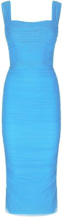 Dolce & Gabbana ruched midi dress - women - Polyamide/Spandex/Elastane/Cotton/Silk/Polyamide/Spandex/Elastane - 52 - Blue