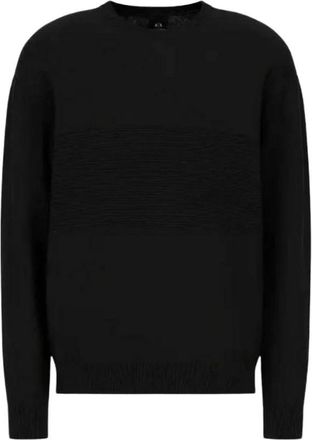 A|X Armani Exchange Zwarte Crewneck Sweatshirt - Heren - Ronde hals truien - Zwart - L - Katoen - Truien & Vesten