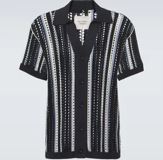 Frescobol Carioca Pinto crochet striped cotton shirt