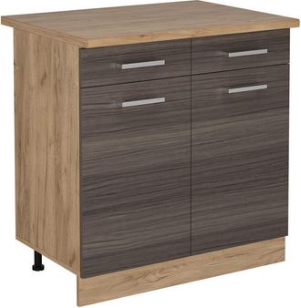 Vicco Mueble Bajo De Cocina R-line, Gris Noble, 80 Cm, Et Roble