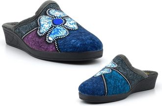 Generic Womens Carpet Slippers Size 7 Ladies Mule Slippers Size 5 Ladies Wedge Heel Slipper Womens Slip On Slipper Slip On Wedge Heels Sizes 3-8 Grey 8 UK