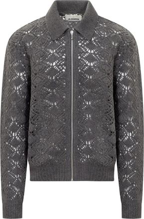 Jil Sander Wollen Gebreide Jas - Heren - Vesten - Grijs - XL - Wol - Truien & Vesten