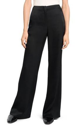 Theory Fluid Satin Wide Leg Pants in Black at Nordstrom Rack, Size 14