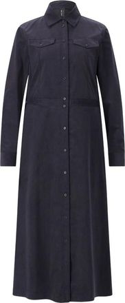Marc Cain Maxi Corduroy Shirt Dress - Dames - Shirt Kleedjes - Blauw - XL - Leer - Kleedjes