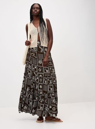 Twik Womens Crinkled ruffled-tier skirt
