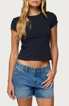 Edikted Delvina Crop T-Shirt in Navy at Nordstrom, Size X-Small