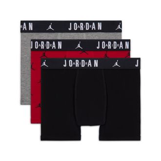 Nike Jordan Big Kids Flight Cotton Essentials Boxer Briefs (3-Pack) in Red | 9J0840-R78