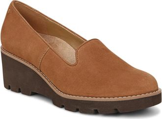 Vionic Willa Loafers Brown Suede Round Toe Slip On Wedge Heel HAWK499