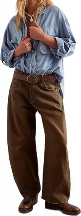 Free People Good Luck Coated Barrel Jeans In New Moon