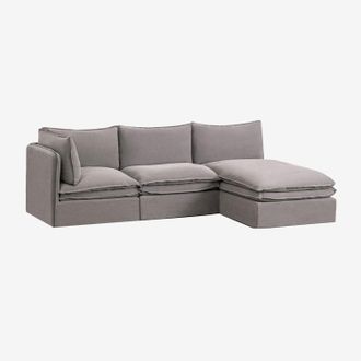 Sklum Sklum - Sof&aacute; Modular Chaise Longue De 3 Piezas En Lino Y Algod&oacute;n Grace