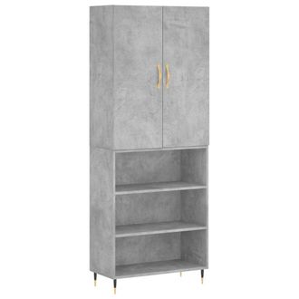 vidaXL Aparador Alto Madera Contrachapada Gris Hormig&oacute;n 69,5x34x180 Cm Vidaxl