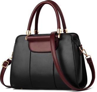 Generic Two-toned Purses and Handbags for Women Top Handle Satchel Crossbody Bag Fashion Ladies Shoulder Bag Tote Purses (Black)