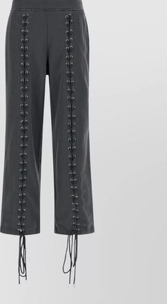 Rotate lacing trousers elastic waistband side pockets