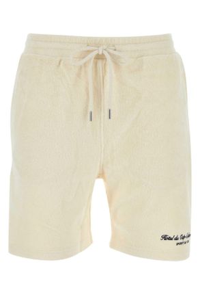 Sporty & Rich Cream Terry Fabric Hotel Du Cap Cursive Shorts