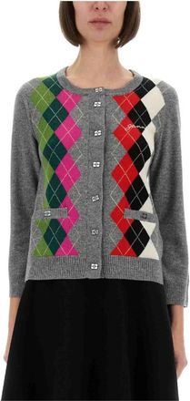 Ganni Check Cardigan - Dames - Vesten - Veelkleurig - XS - Wol - Truien & Vesten