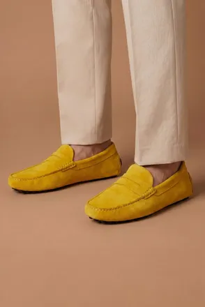 D'Arienzo Mocassino in camoscio giallo da uomo DArienzo, Seleziona Taglia ITA 42, Colore Giallo