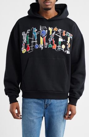 Market Work of Arc Cotton Graphic Hoodie in Black at Nordstrom, Size Xx-Large