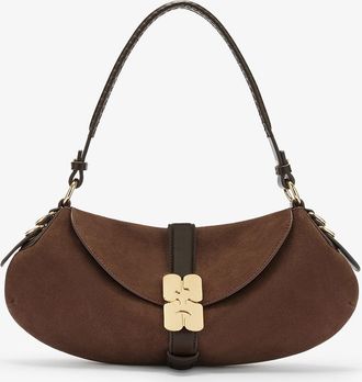 Ganni Brown B-Kat Bag in Suede