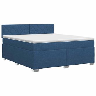 vidaXL Letto Box Spring Con Materasso Blu 160 X 200 Cm Tessuto Vidaxl