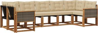 vidaXL Conjunto De Sof&aacute;s De Exterior 7 Uds. Natural Y Beige Vidaxl