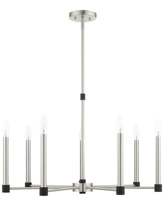 Livex Lighting 7-Light Brushed Nickel With Satin Brass Accents Chandelier