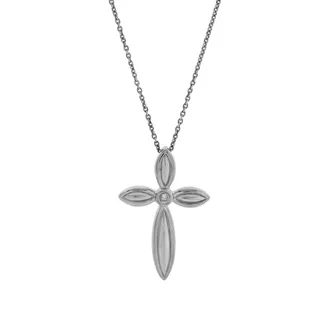 LuvMyJewelry Ariellea Sterling Silver 0.01 Ct Diamond Cross Pendant