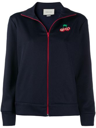 Gucci cherry logo patch track jacket - Blue