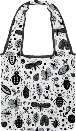Generic Art Black Insects Reversible Canvas Shoulder Tote - Double-Sided Print, 12oz Cotton, 27cm Drop, Fold-Flat Bag for Travel, Shopping, Street Outings