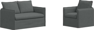 vidaXL Juego De Sof&aacute; 2 Uds. Gris Oscuro Tela Vidaxl
