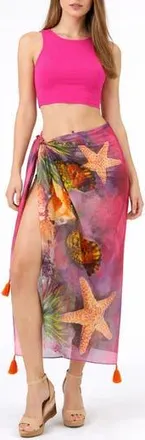 Ranee&rsquo;s Sea Creature Print Long Sarong in Pink at Nordstrom Rack