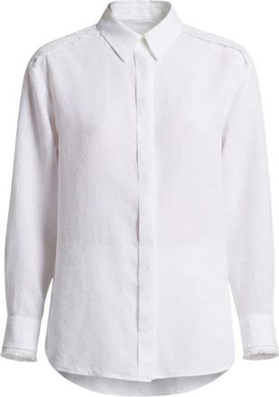 PESERICO Shirt met Franjes - Dames - Overhemden - Wit - M - Leer - Overhemden