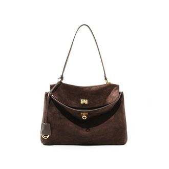 Generic Compatible For Womens Suede genuine leather Bag Shoulder Handbag Large Capacity Single Tote(Dark coffee)