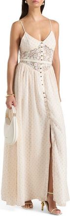 Mani&egrave;re De Voir Rosie Lace Corset Maxi Dress in Cream at Nordstrom, Size 12