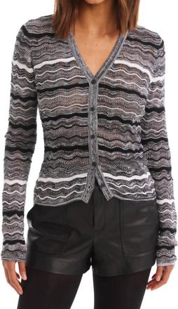 Allison New York Colleen V Neck Cardigan In Black/white