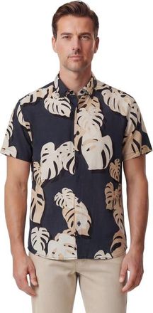 Lords of Harlech Monstera Floral Mens Merino Wool Button-up Shirt in Monstera Floral Smoke at Nordstrom, Size Xx-Large