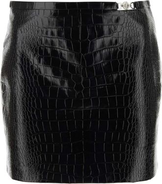 Versace Black Leather Mini Skirt
