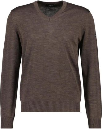 Maerz V-hals Pullover - Heren - Truien - Bruin - Maat: L Wol