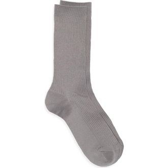 Nordstrom Casual Rib Crew Socks in Grey Quarry at Nordstrom, Size Regular