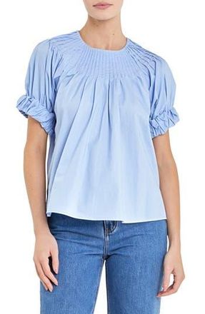 English Factory Pintuck Yoke Top in Blue at Nordstrom Rack, Size X-Small