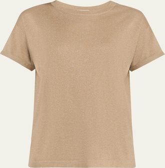Brunello Cucinelli Shimmering Cashmere Short-Sleeve Crewneck Sweater