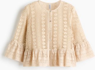 H&M Spitzenbluse mit Volants - Hellbeige