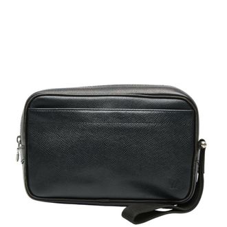 Louis Vuitton Ardoise Black Leather Pouch (Pre-Owned)