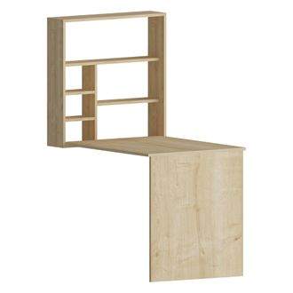 Dmora Escritorio Veglio, 5 Estantes, 6 Cajones, Con Librer&iacute;a, 59x90x74h Cm Marr&oacute;n