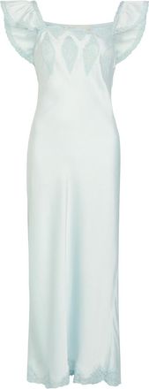 LoveShackFancy Loveshackfancy Karmine Lace-trim Satin Midi Dress - Light Blue 2 - S (UK8-10 / S)