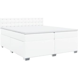 vidaXL Cama Box Spring Con Colch&oacute;n Cuero Sint&eacute;tico Blanco 200x200 Cm Vidaxl