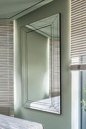 MirrorOutlet All Glass Modern Bevelled Full Length Leaner Mirror 174 x 85 CM in Silver | Size: 1 Pack